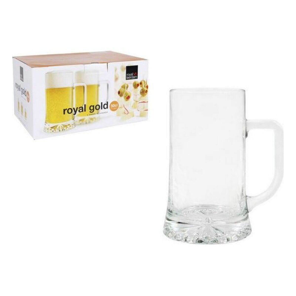 Ölglas Royal Leerdam 6 antal Gyllene (Renoverade B)