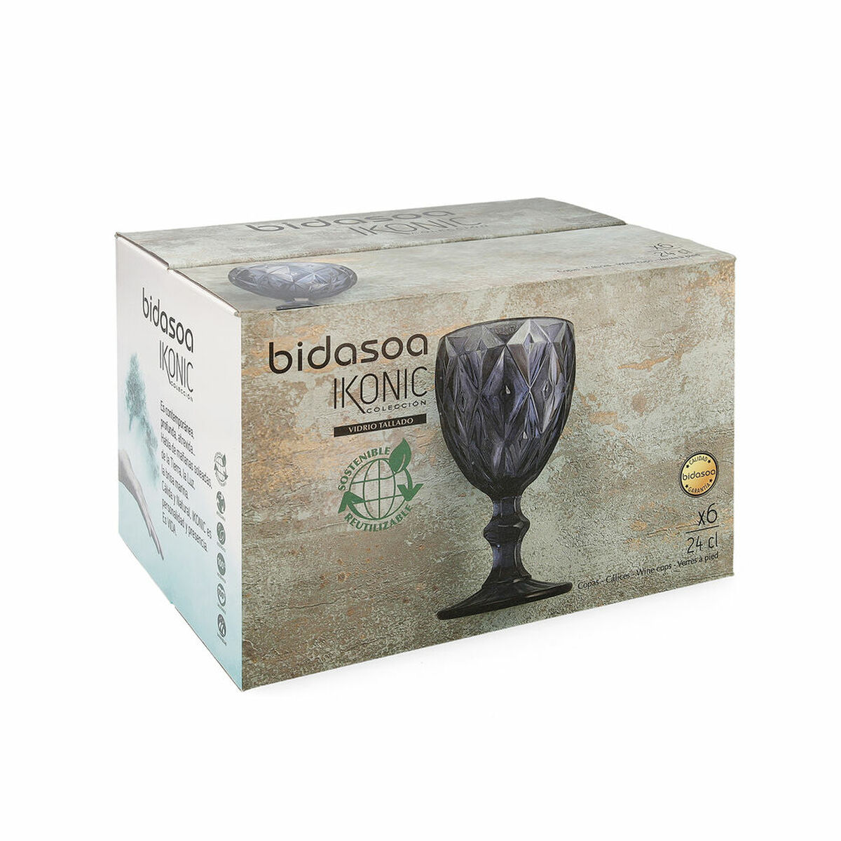 Vinglas Bidasoa Ikonic Blå 240 ml 6 Delar - 2