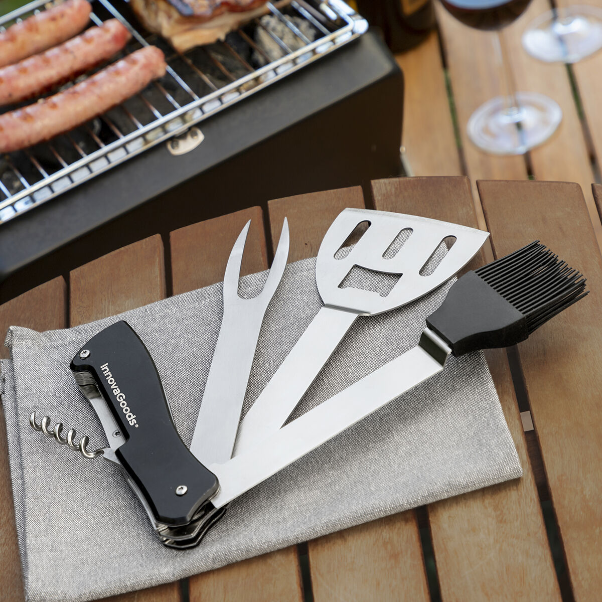 Set med Redskap för Barbecue 5 i 1 BBKit InnovaGoods V0103127 Metall Silikon (Renoverade A)