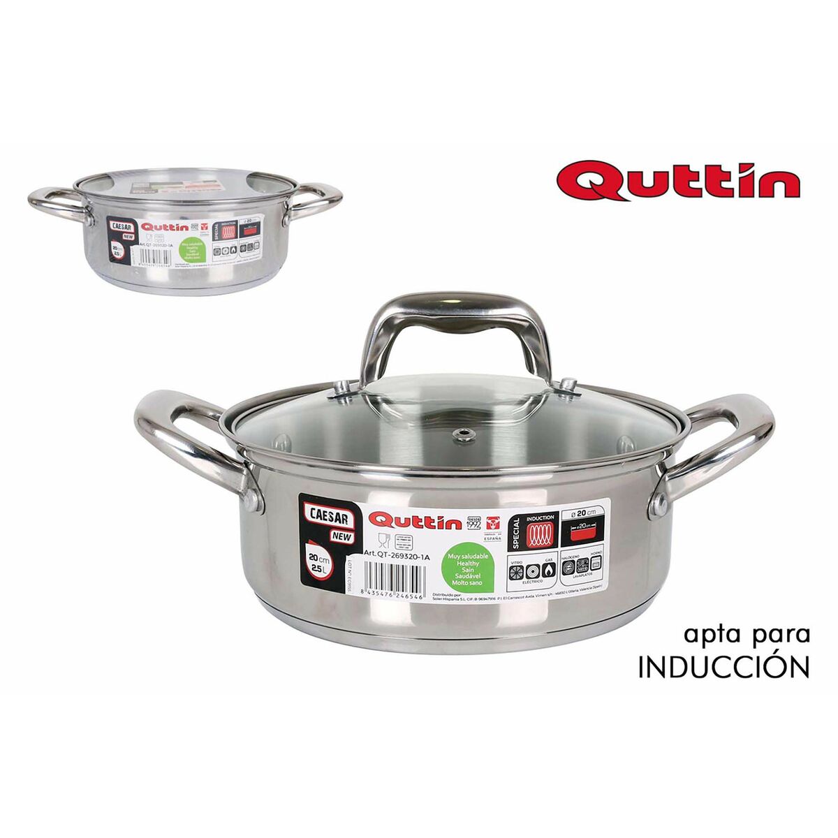 Kastrull Quttin 139489 Med lock Silvrig Rostfritt stål 1,5 L 2,5 L (Renoverade B) - 2