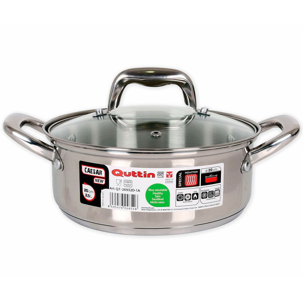 Kastrull Quttin 139489 Med lock Silvrig Rostfritt stål 1,5 L 2,5 L (Renoverade B)