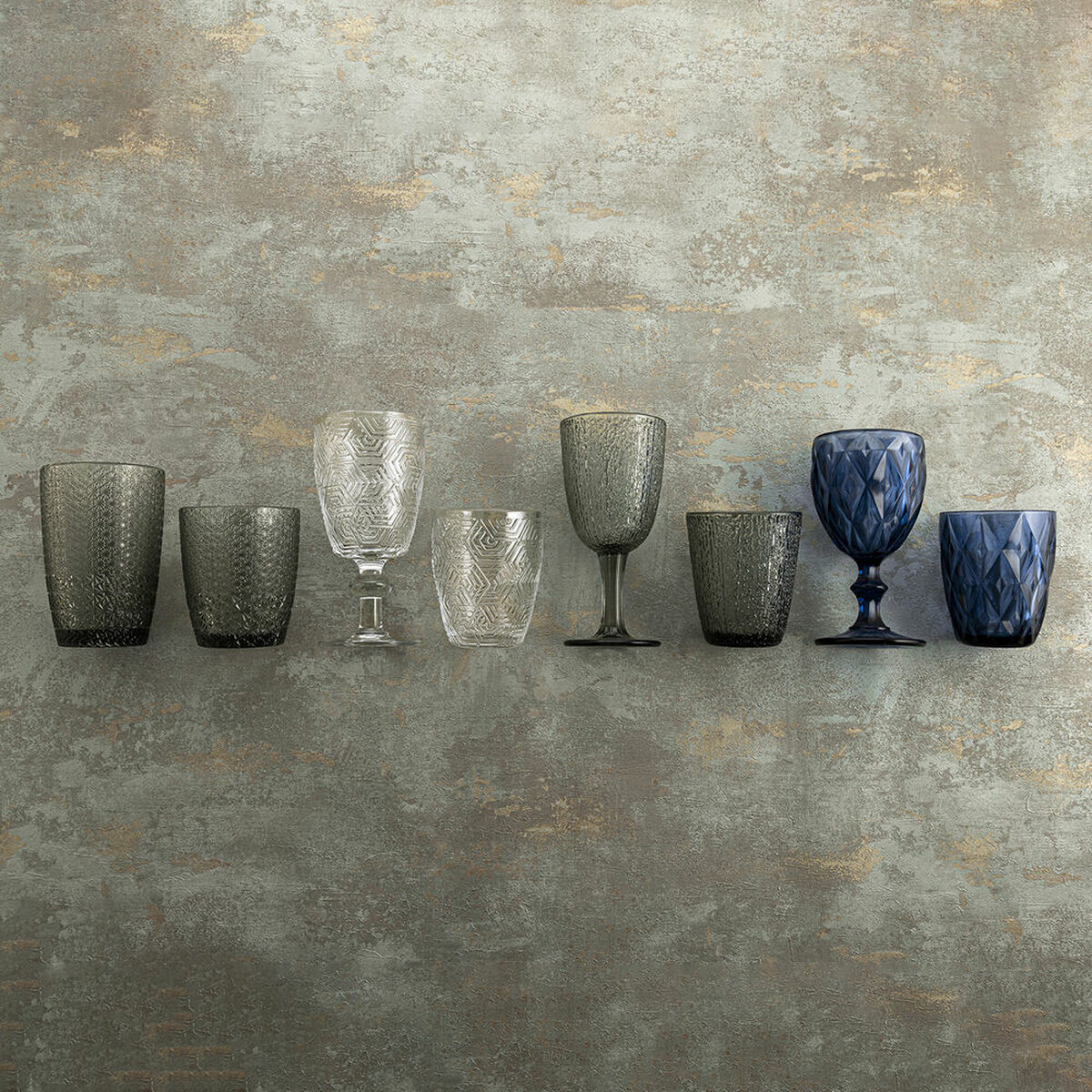 Glasset Bidasoa Ikonic Grå Glas 350 ml (6 Delar) - 4
