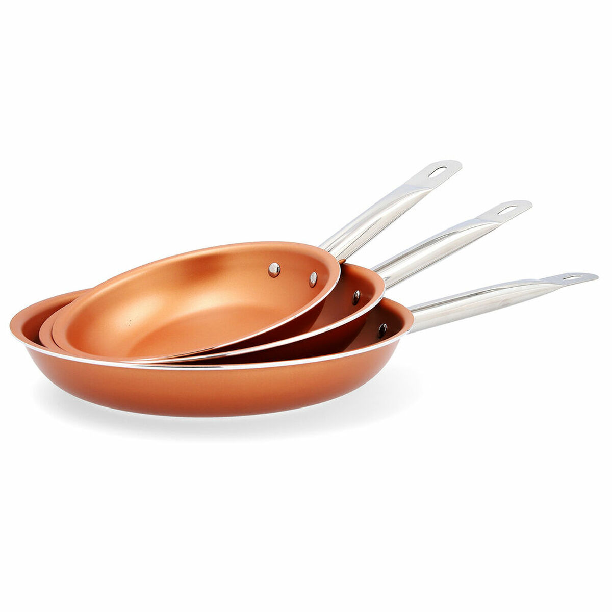 Set med stekpannor Quid 3 Delar Metall Koppar - 3