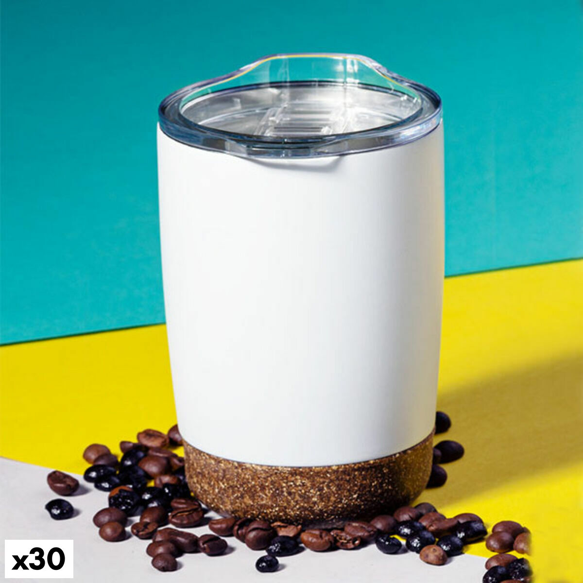Glas med lock Top Can Cap 146298 Kork Vit (380 ml) (30 antal), Färg: Vit