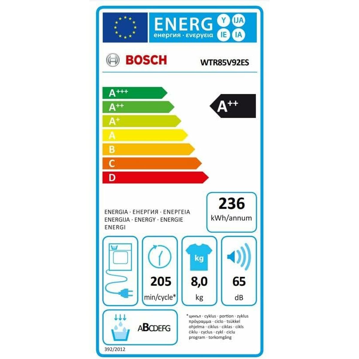 Dryer BOSCH WTR85V92ES 8 kg - 2