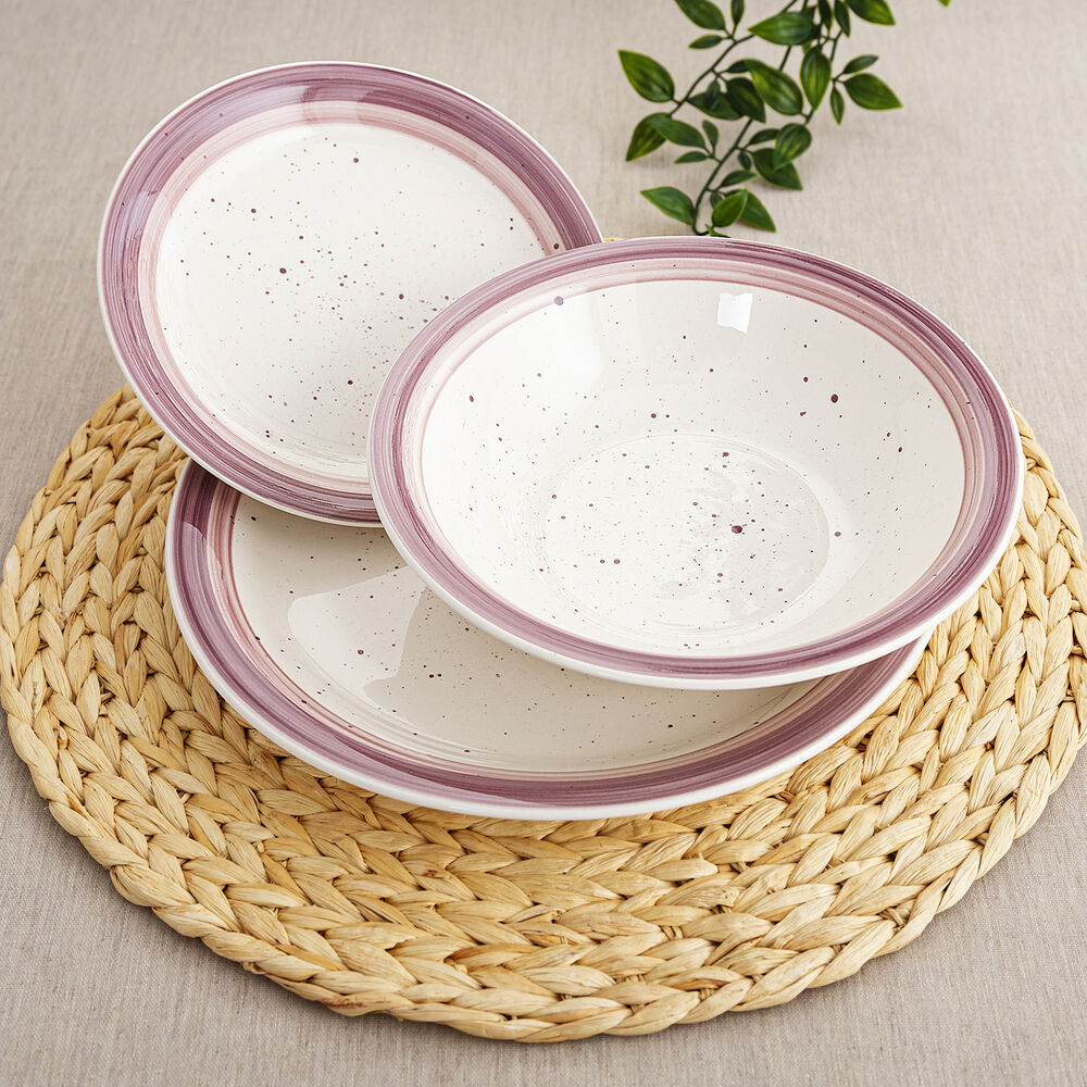 Matservis Quid Allegra Peoni Vit Rosa Dvobarvna Keramik 18 Delar - 3