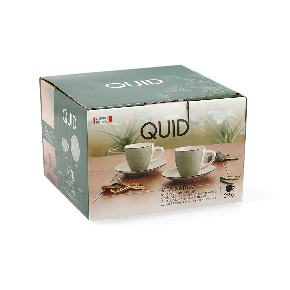 Set med koppar och fat Quid Vita Morning Keramik Beige (22 cl) (4 pcs)