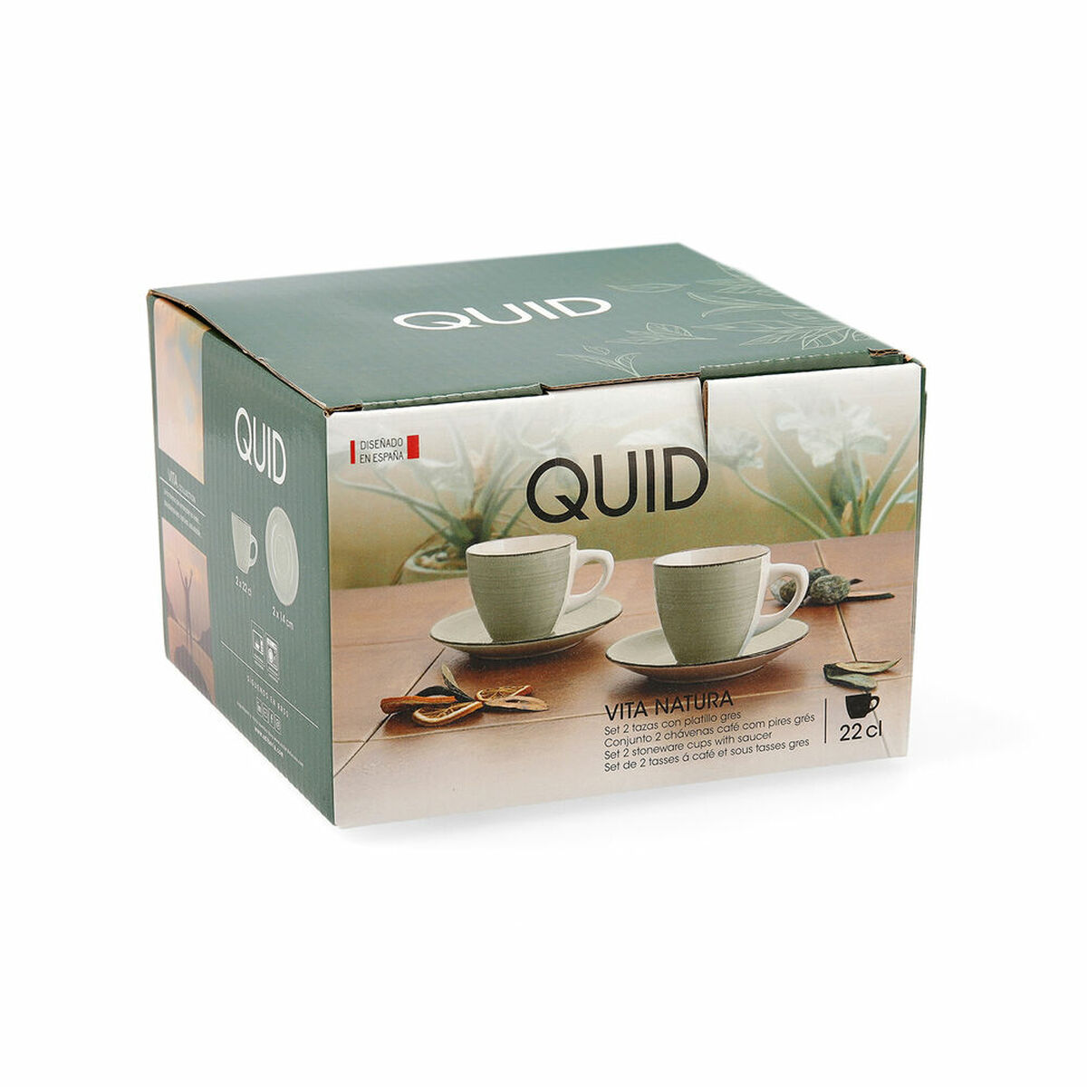 Set med koppar och fat Quid Vita Morning Keramik Beige (22 cl) (4 pcs) - 4
