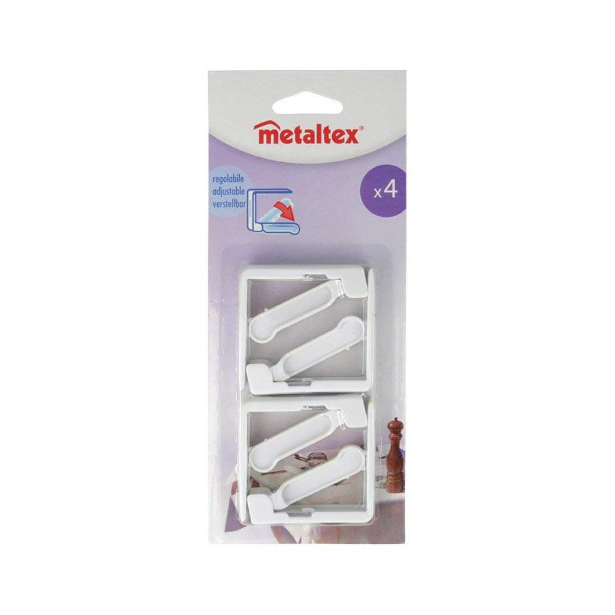 Klämma för bordsduk Metaltex 4 antal Vit polypropen - 3