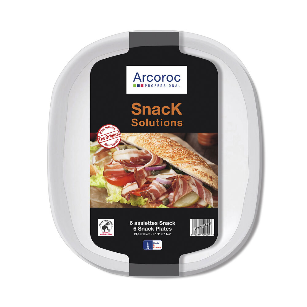 Tallriksset Arcoroc Solution Efterrätt Vit Glas (6 uds)