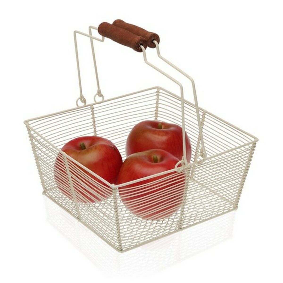 Fruktskål Versa Vit Metall Trä Stål (22,5 x 10 x 22,5 cm) - 4