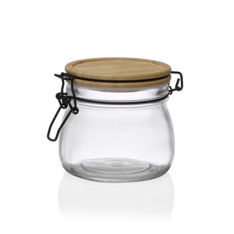 Genomskinlig glasburk Versa Bambu (11 x 10,3 x 11 cm) 450 ml