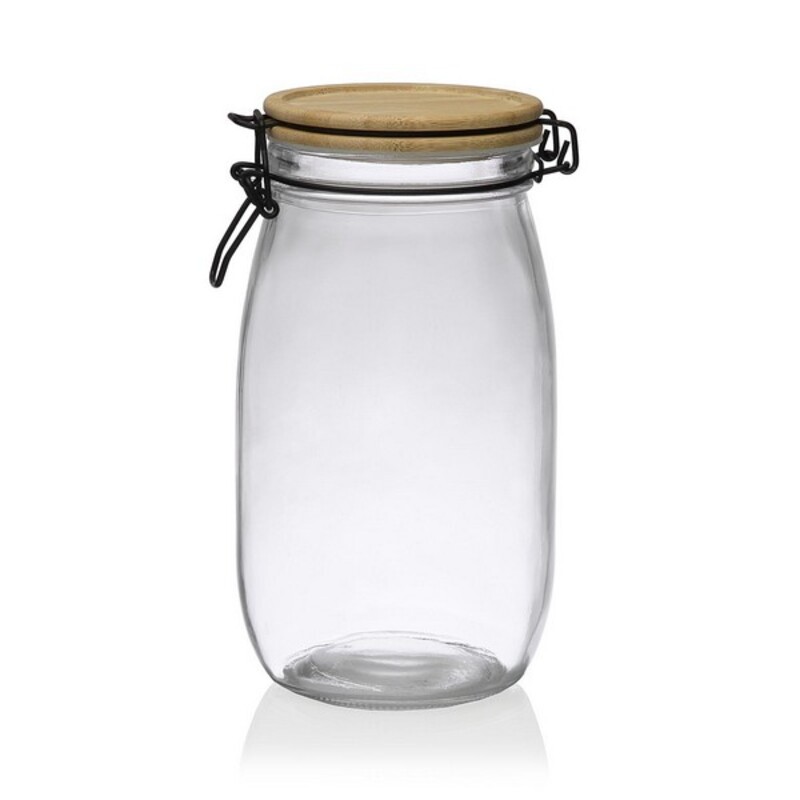Genomskinlig glasburk Versa Bambu (11,8 x 21,7 x 11,8 cm) 1,5 l