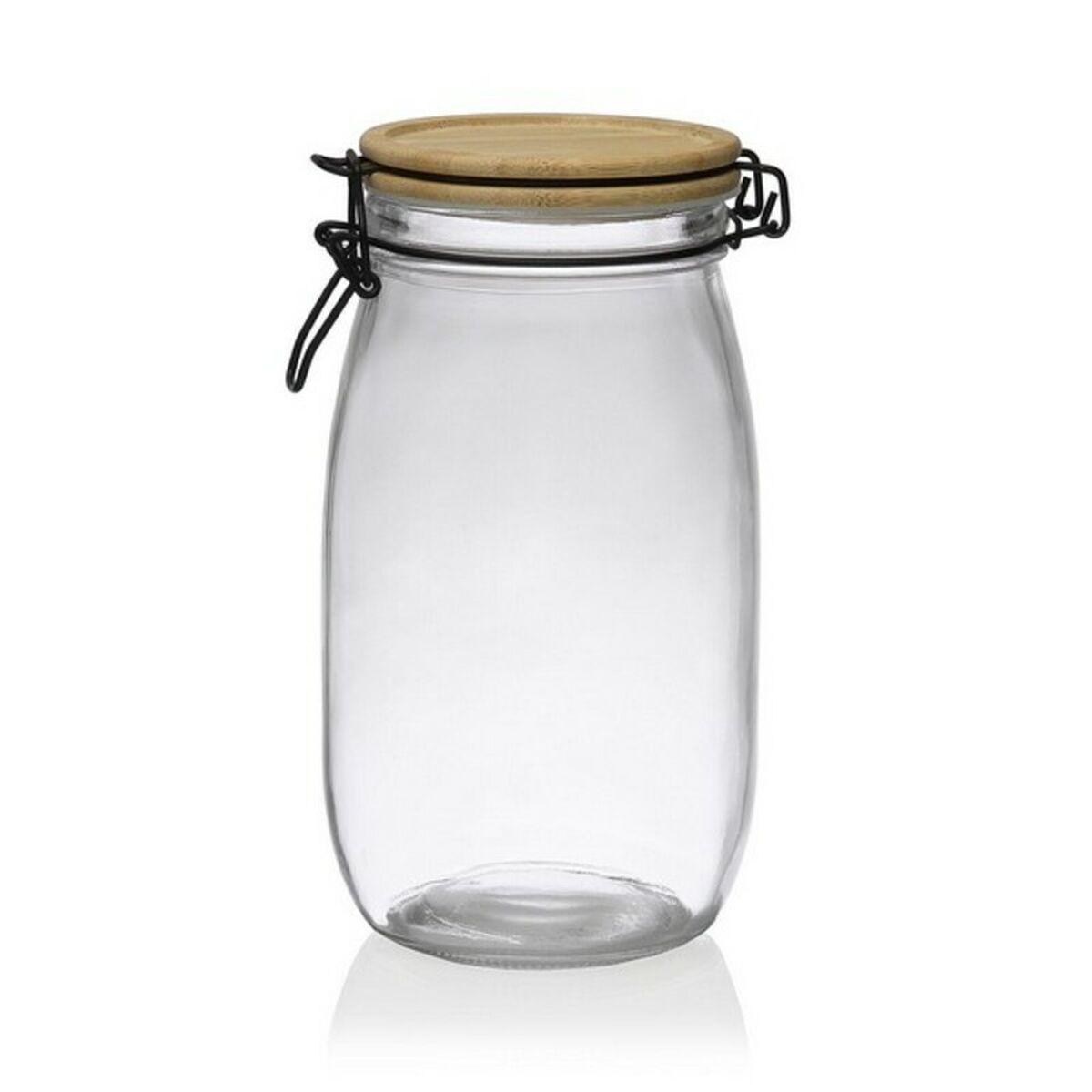 Genomskinlig glasburk Versa Bambu (11,8 x 21,7 x 11,8 cm) 1,5 l - 5