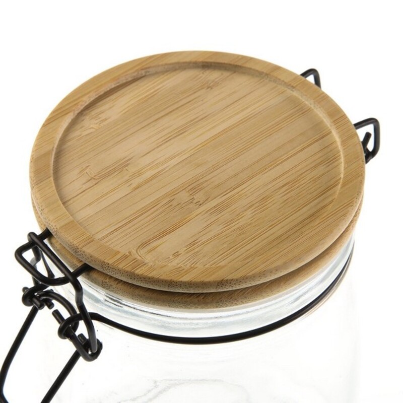 Genomskinlig glasburk Versa Bambu (11,8 x 21,7 x 11,8 cm) 1,5 l - 2