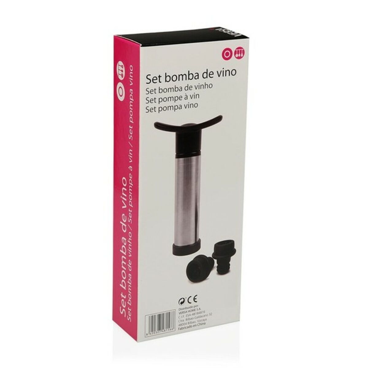 Vakumpump och vinkorkar Versa Stål Aluminium Silikon ABS (8 x 16 x 8 cm) - 4