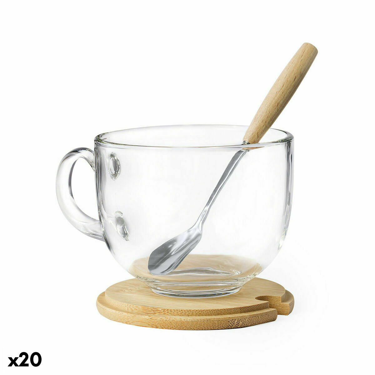 Kopp med assiett 141216 Bambu (420 ml) (20 antal), Kapacitet: 420 ml