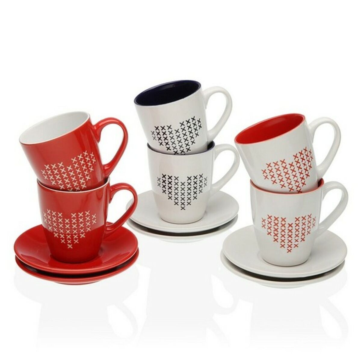 Set med koppar och fat Versa Jada Te Stengods (6 Delar) (4,9 x 7,4 x 8,5 cm) (6 pcs) - 3