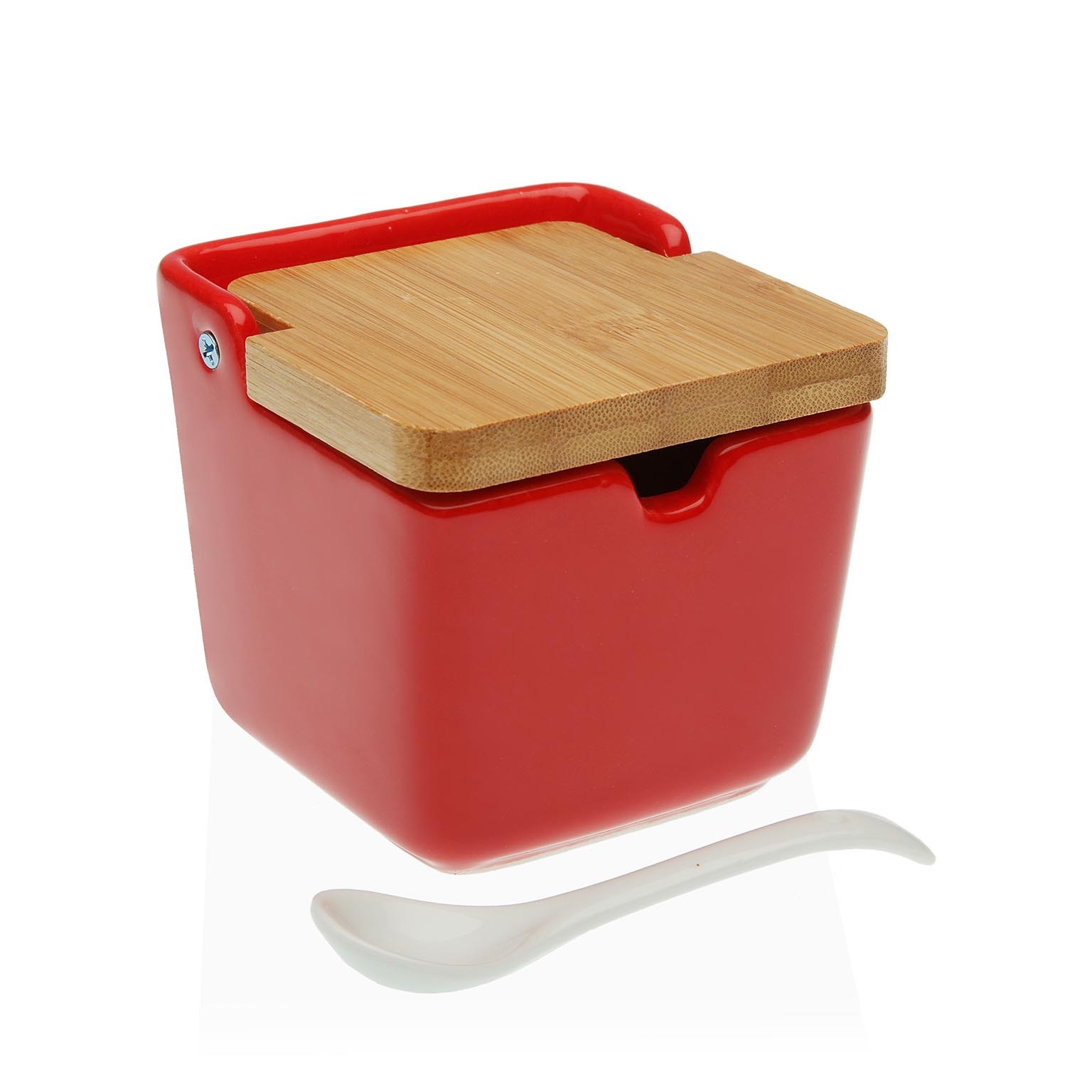 Sockerströare Versa Med lock Keramik (8,8 x 10,3 x 8,8 cm), Färg: Röd - 4