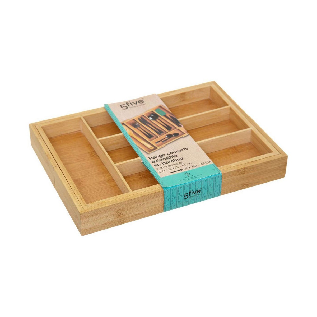 Besticks-sortering 5five Trä Bambu (34 x 25 x 4,5 cm)