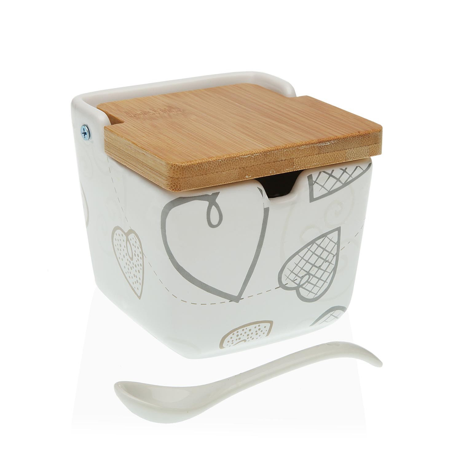 Sockerströare Versa Cozy Hjärtan Keramik (8,8 x 10,3 x 8,8 cm)