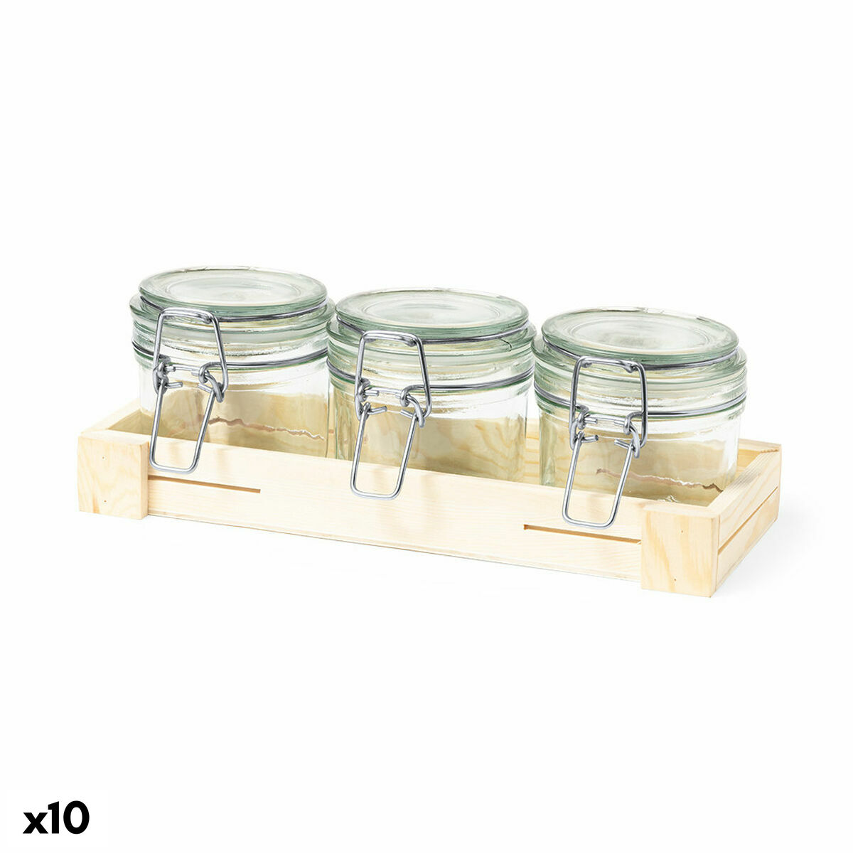 Uppsättning med 3 Burkar 141373 Glas (230 ml) (10 antal), Färg: Brun