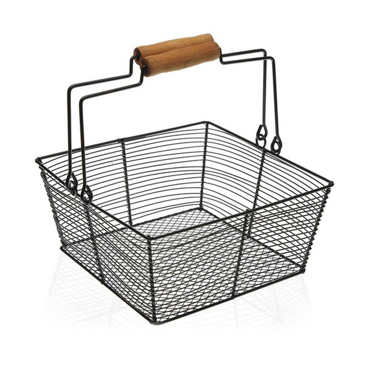 Fruktskål Svart Fyrkantig Trä Metall (22,5 x 10 x 22,5 cm) - 3