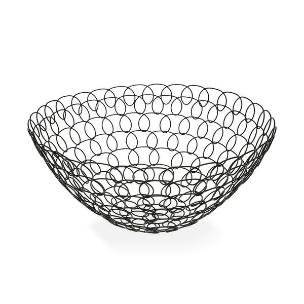Fruktskål Svart Metall (28 x 12 x 28 cm)