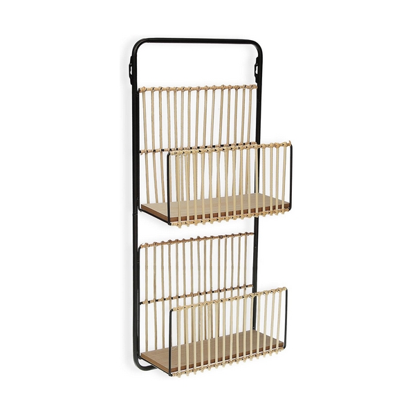 Bokhylla Versa Metall Rattan Trä MDF (12 x 68 x 32 cm)