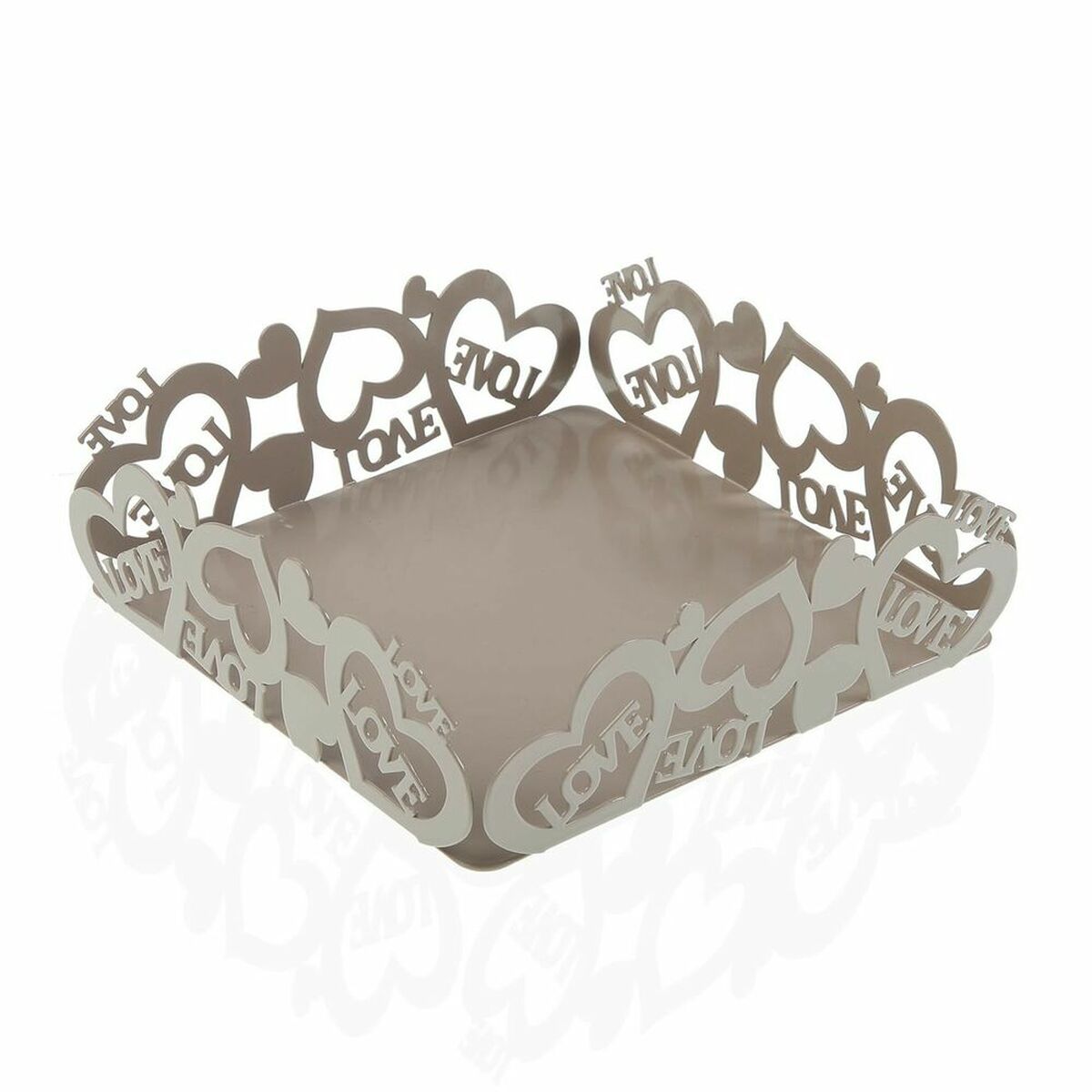 Servetthållare Versa Cozy Grå Hjärtan Metall (16,5 x 5,5 x 16,5 cm) - 2