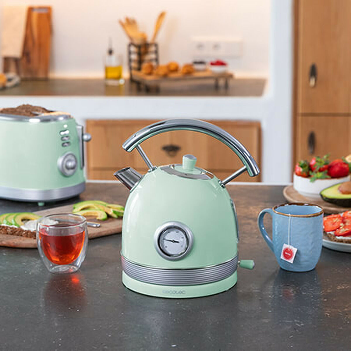 Vattenkokare Cecotec Thermosense 420 Vintage Light Green 1,8 L 2200 W Rostfritt stål - 2