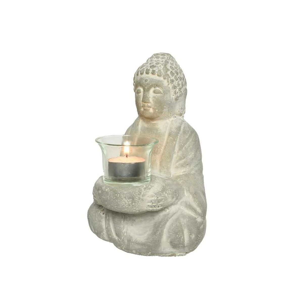 Ljusstakar Buddha 14 x 12,5 x 20 cm Grå Cement - 3