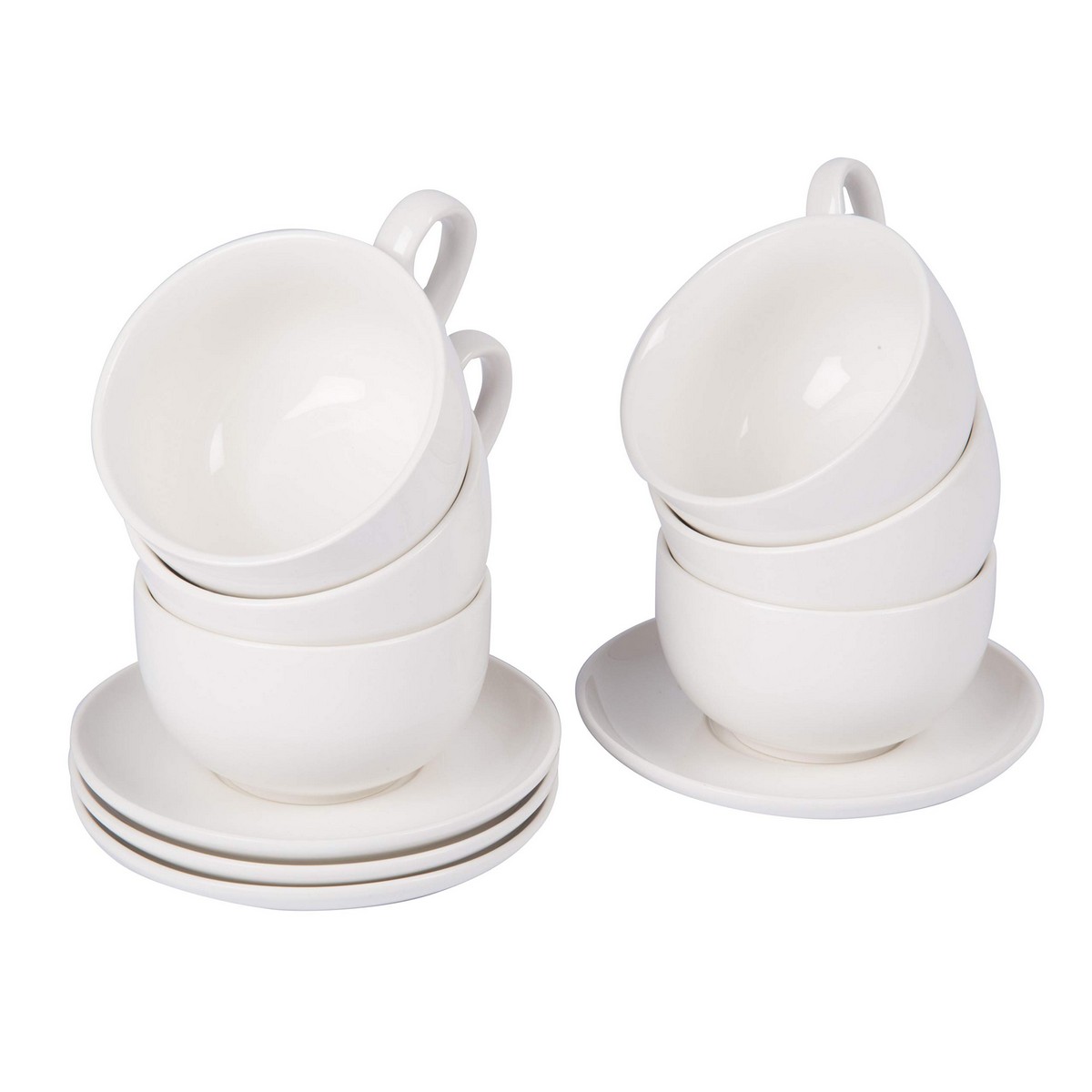 Set med koppar och fat Alpina 200 ml Vit 12 Delar