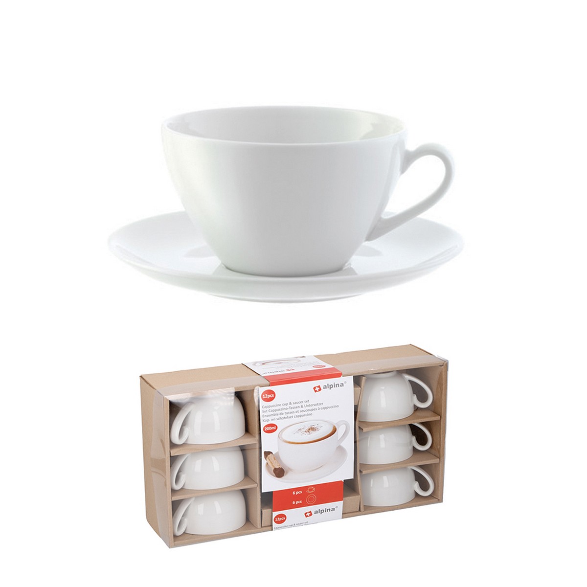 Set med koppar och fat Alpina 200 ml Vit 12 Delar - 2