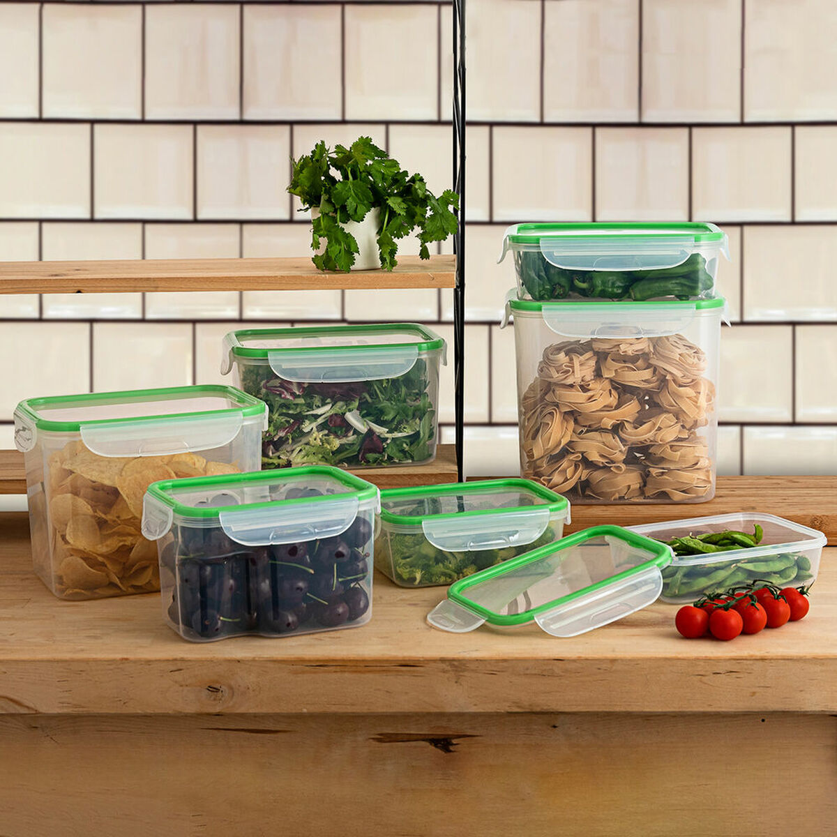 Hermetisk matlåda Quid Greenery Transparent Plast 4,7 L (4 antal) (Pack 4x) - 3