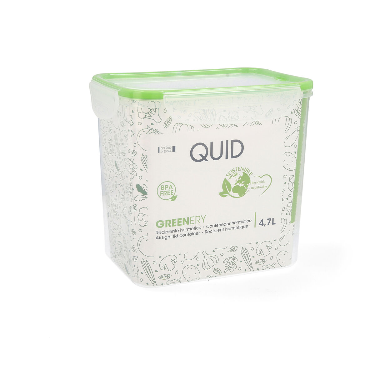 Hermetisk matlåda Quid Greenery Transparent Plast 4,7 L (4 antal) (Pack 4x) - 2