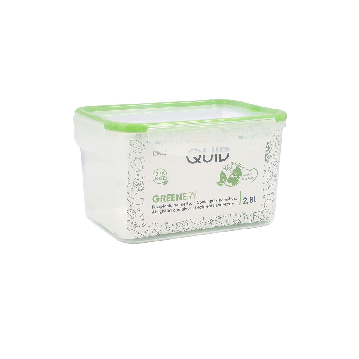 Lunchlåda Quid Greenery 2,8 L Transparent Plast (4 antal) (Pack 4x) - 5