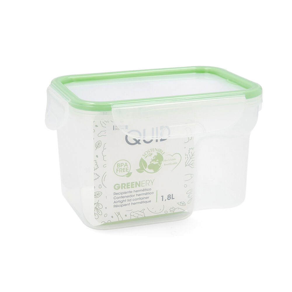 Hermetisk matlåda Quid Greenery 1,8 L Transparent Plast (Pack 4x) - 2