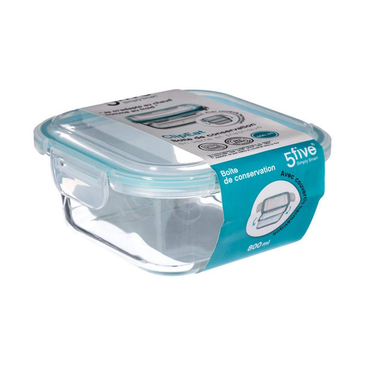Lunchlåda 5five 16 x 16 x 7,5 cm Glas 800 ml - 2