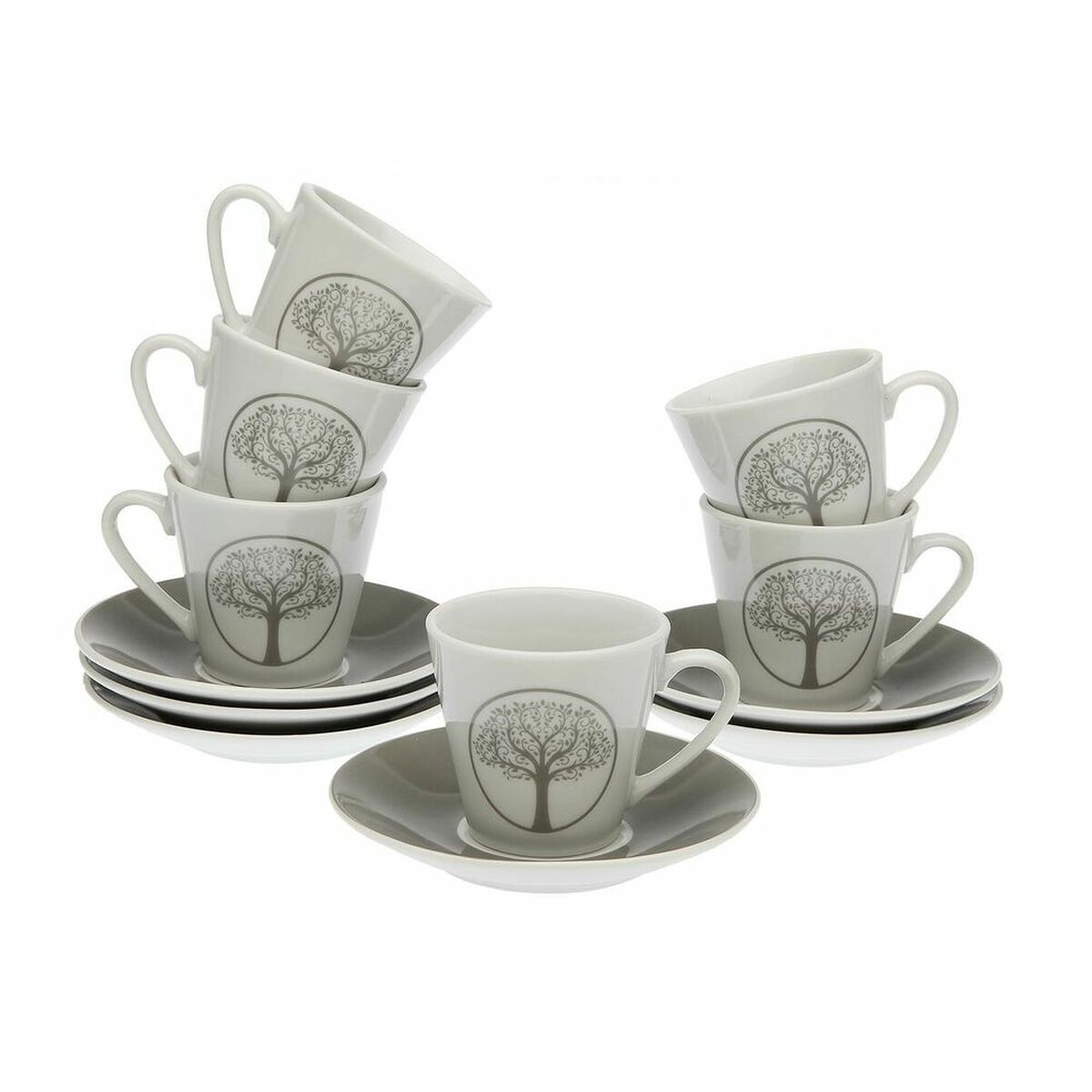 Set med koppar och fat Versa Lively Porslin (12 pcs) - 2