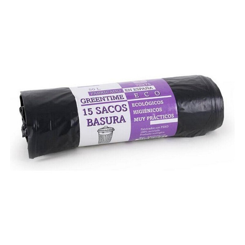 Soppåsar Eco Green Time 50 L Svart (15 uds) - 2