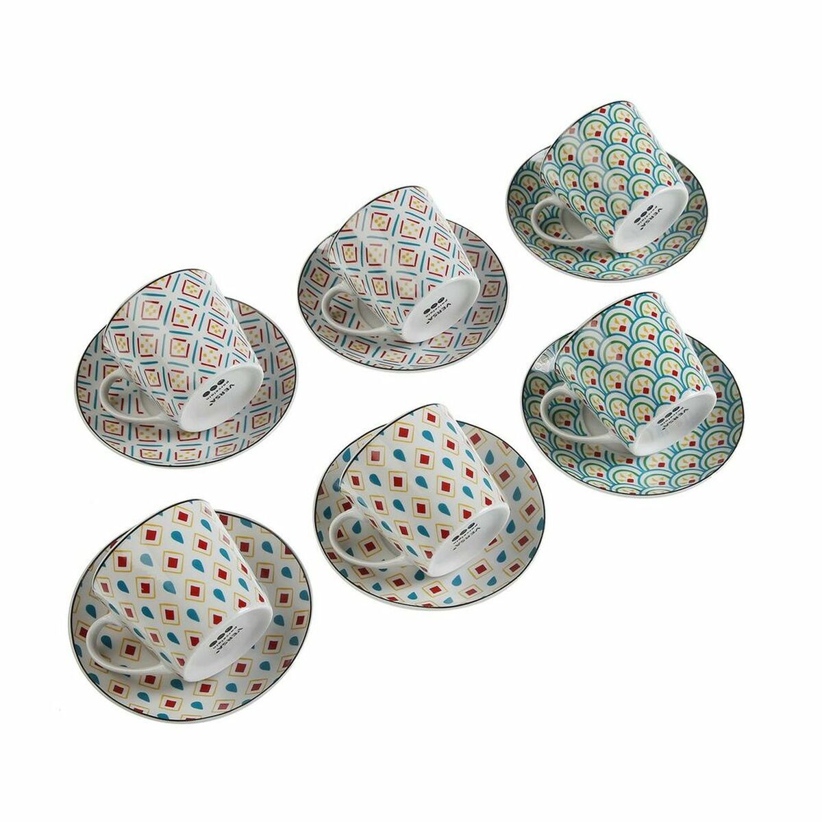 Set med koppar och fat Versa Hilda Porslin (12 pcs) - 2