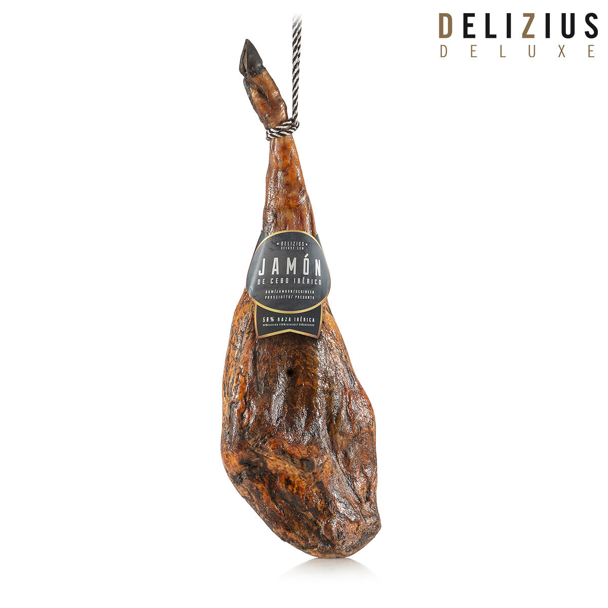 Spannmålsmatad iberisk skinka Delizius Deluxe, Vikt ca: 8-8,5 Kg