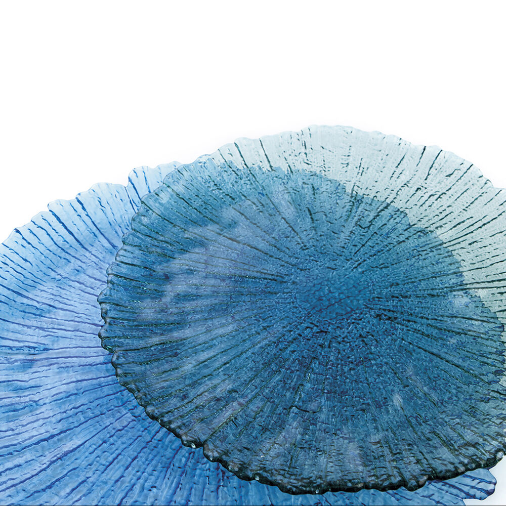 Platt skål Quid Mar De Viento Blå Glas Ø 32 cm (6 antal) (Pack 6x) - 2