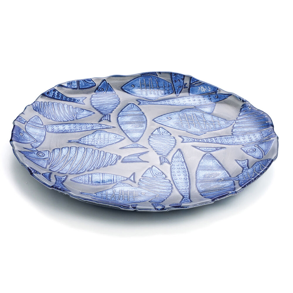Platt skål Quid Mar De Viento Blå Glas Ø 32 cm (6 antal) (Pack 6x)