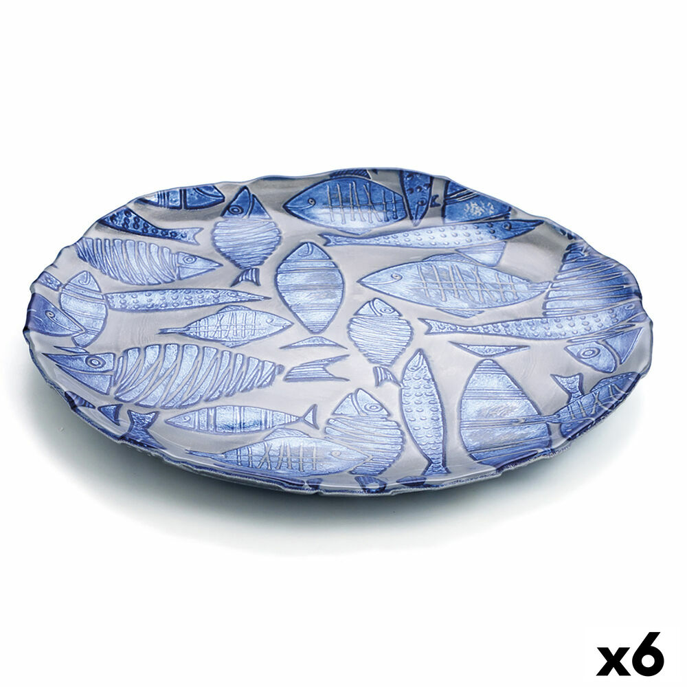 Platt skål Quid Mar De Viento Blå Glas Ø 32 cm (6 antal) (Pack 6x) - 2