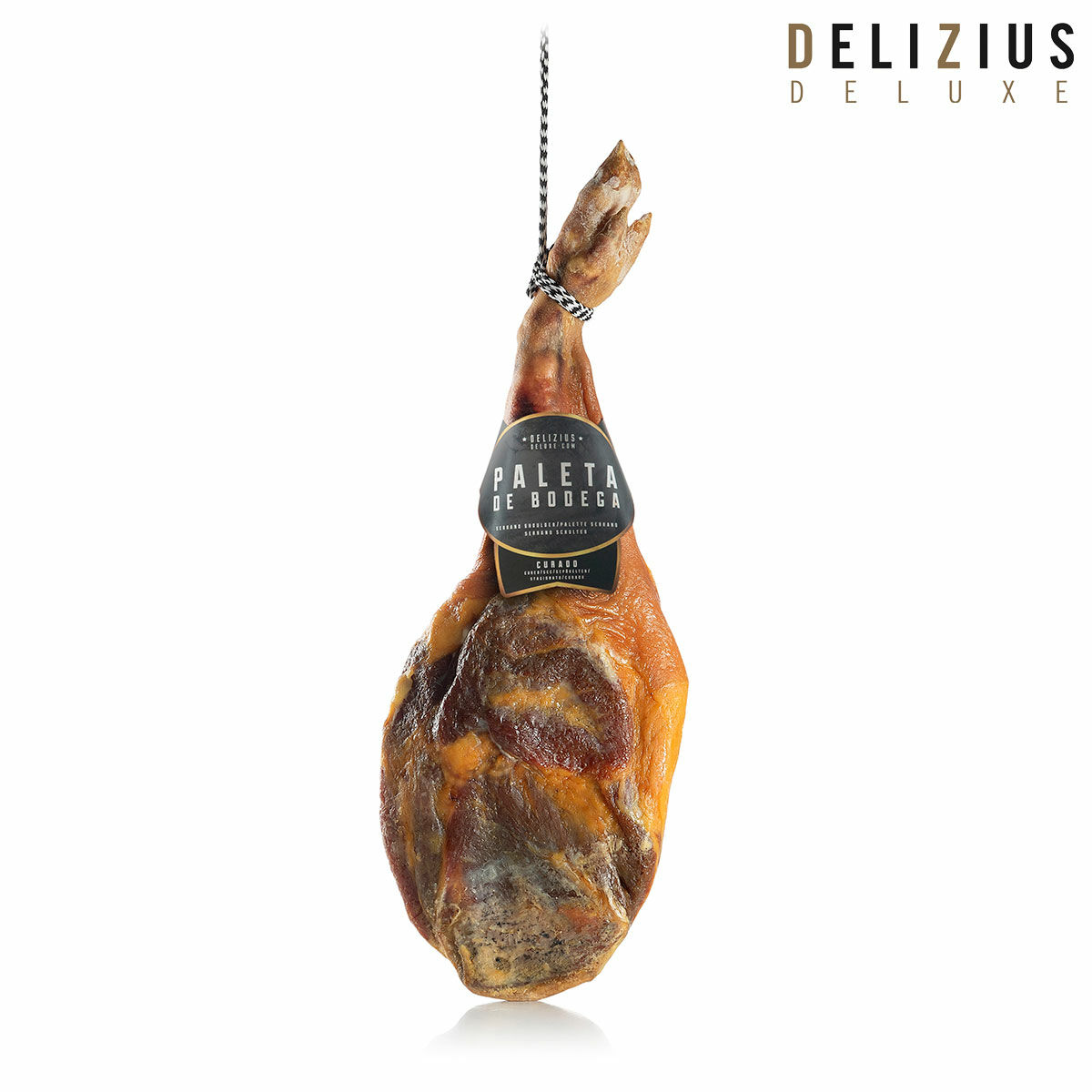 Set som består av källarhärdad fläskaxel, olivolja och kötthållare Delizius Deluxe - 6
