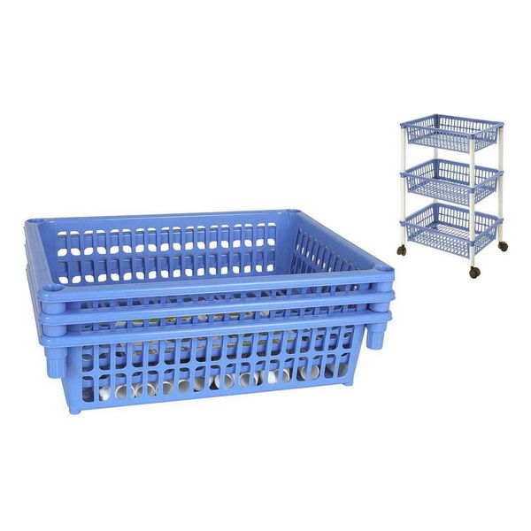 Grönsaksvagn Tontarelli Avtagbar Plast 3 Lådor (40 X 29 x 62 cm), Färg: Blå - 3