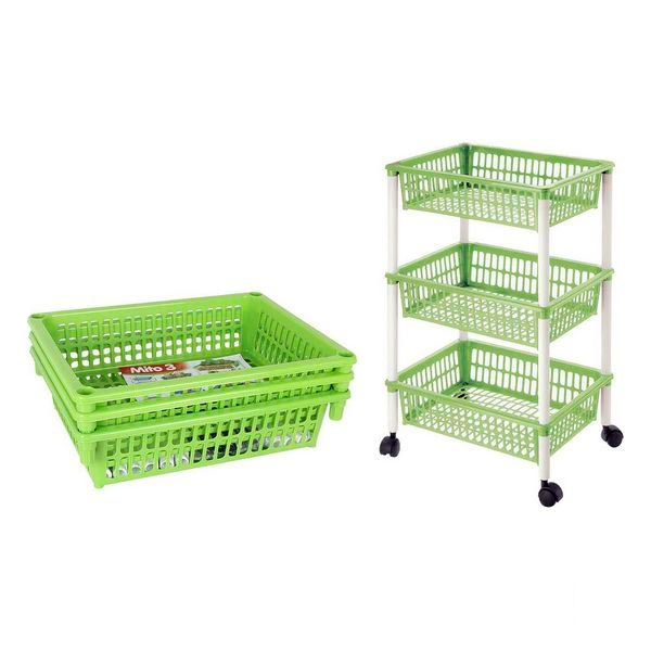 Grönsaksvagn Tontarelli Avtagbar Plast 3 Lådor (40 X 29 x 62 cm), Färg: Grön