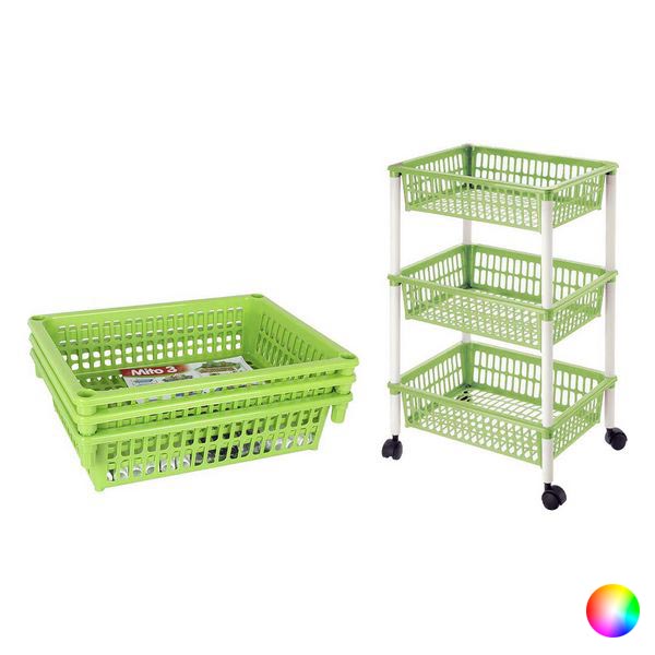 Grönsaksvagn Tontarelli Avtagbar Plast 3 Lådor (40 X 29 x 62 cm), Färg: Grön - 5